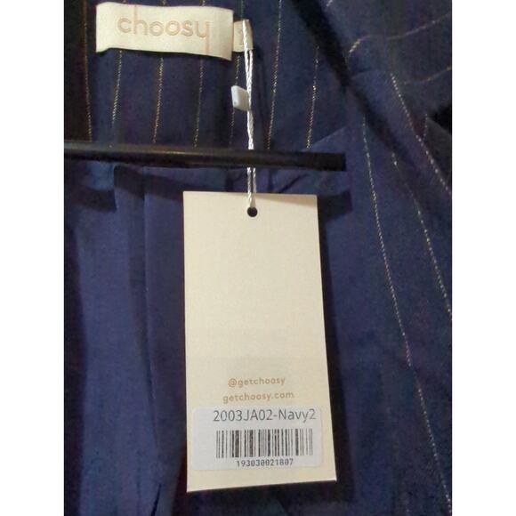 Choosy Sawyer Navy Blue Blazer with Gold Pin Strips NWT Size 2 - Picture 7 of 8